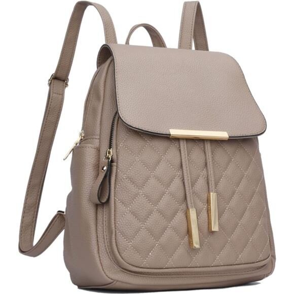 Quilted Trendy Leather Backpack Purse for Women and Ladies